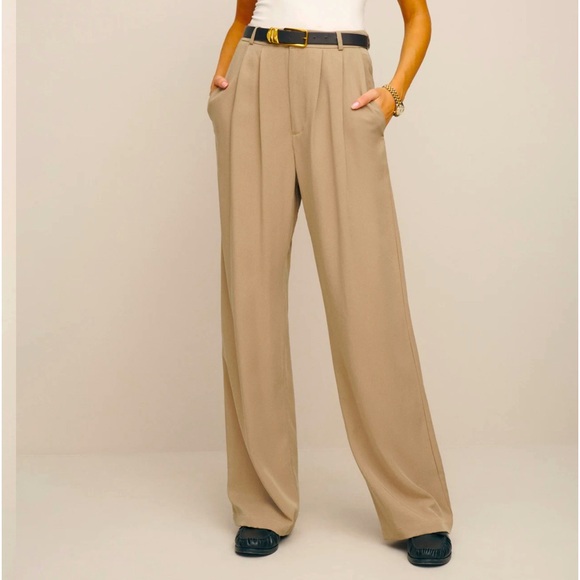 New with tags REFORMATION Mason PETITE pant | khacki | retail $1… - Picture 1 of 8